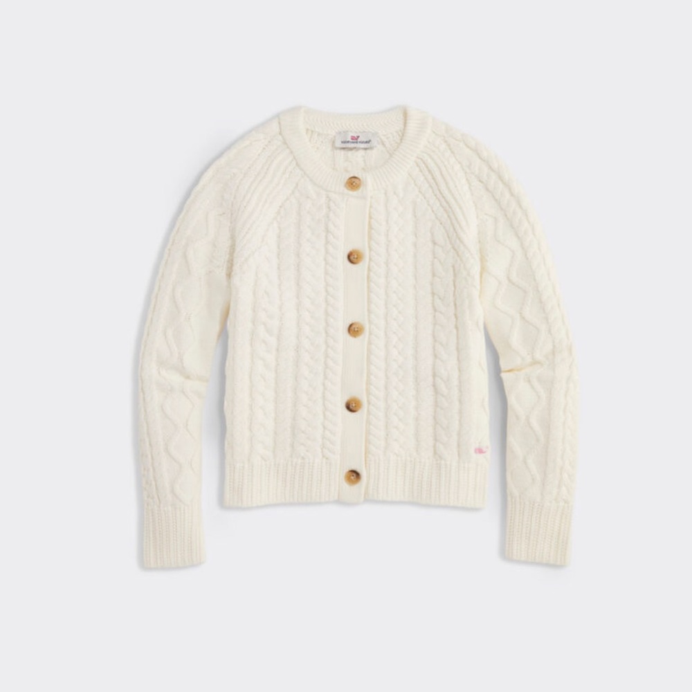 Girls' Cream Cable Knit Cardigan